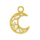 【1個売り】 チャームパーツ 18金 イエローゴールド 三日月型チャーム 透かしデザイン 縦10.0mm 横7.5mm ムーン|手芸用品 金具 飾り パーツ 部...