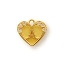 【1個売り】 チャームパーツ 18金 イエローゴールド A イニシャルチャーム ハート型 縦7.0mm 横7.5mm 0.01ctのダイヤモンド6個付き アルフ...