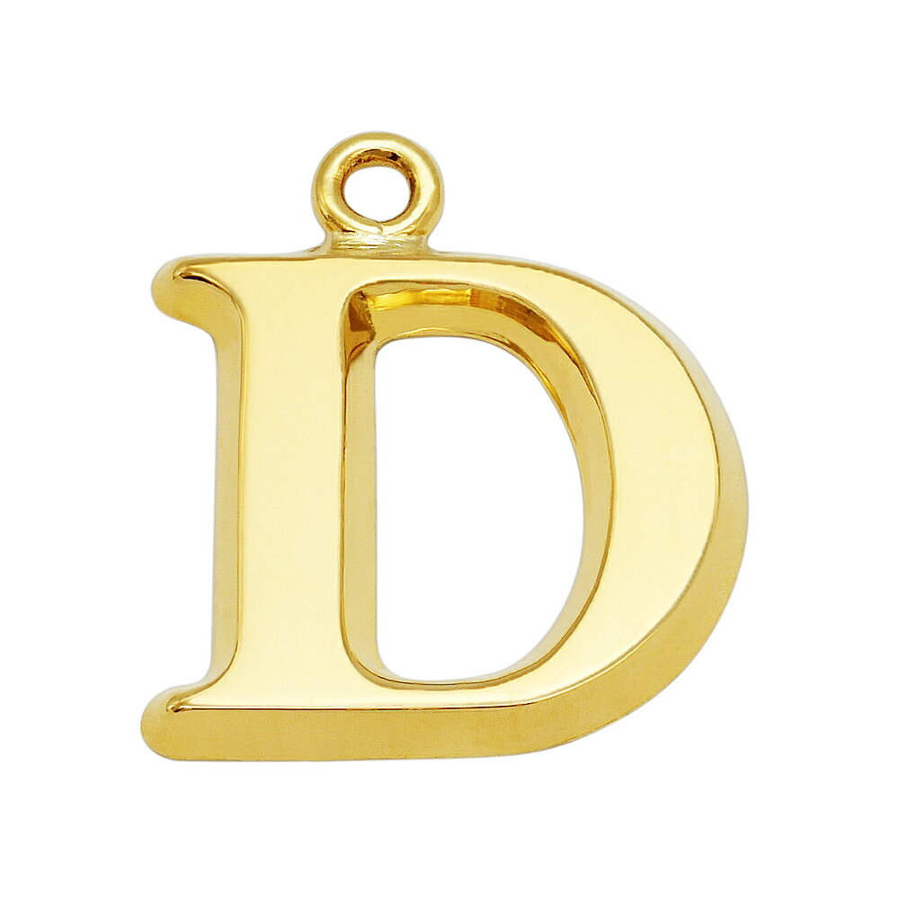 【1個売り】 チャームパーツ 18金 イエローゴールド D イニシャルチャーム Mサイズ 中空タイプ 縦11.0mm 横12.0mm アルファベット 文字|手芸...
