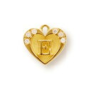 【1個売り】 チャームパーツ 18金 イエローゴールド E イニシャルチャーム ハート型 縦7.0mm 横7.5mm 0.01ctのダイヤモンド6個付き アルフ...