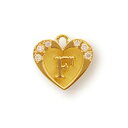【1個売り】 チャームパーツ 18金 イエローゴールド F イニシャルチャーム ハート型 縦7.0mm 横7.5mm 0.01ctのダイヤモンド6個付き アルフ...