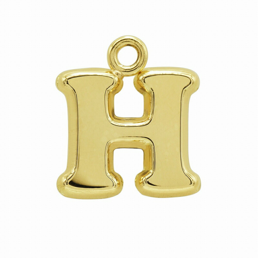 【1個売り】 チャームパーツ 18金 イエローゴールド H イニシャルチャーム Sサイズ 中空タイプ 縦8.5mm 横9.0mm アルファベット 文字|手芸用品...
