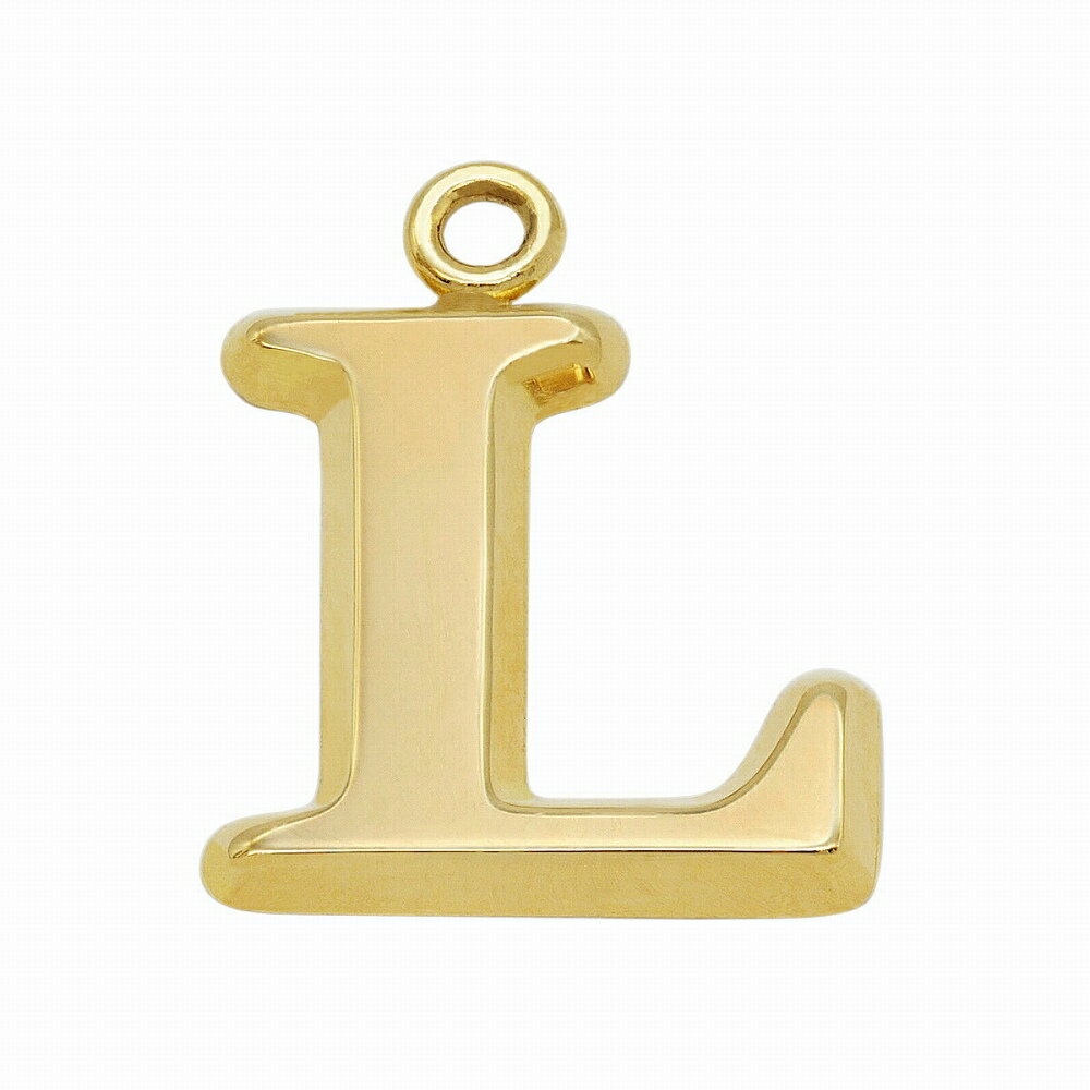 【1個売り】 チャームパーツ 18金 イエローゴールド L イニシャルチャーム Mサイズ 中空タイプ 縦11.0mm 横11.0mm アルファベット 文字|手芸...