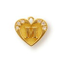 【1個売り】 チャームパーツ 18金 イエローゴールド M イニシャルチャーム ハート型 縦7.0mm 横7.5mm 0.01ctのダイヤモンド6個付き アルフ...
