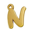 【1個売り】 チャームパーツ 18金 イエローゴールド N イニシャルチャーム 手書き風フォント 縦5.0mm 横4.0mm アルファベット 文字|手芸用品 金...