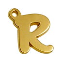 【1個売り】 チャームパーツ 18金 イエローゴールド R イニシャルチャーム 手書き風フォント 縦5.0mm 横5.0mm アルファベット 文字|手芸用品 金...