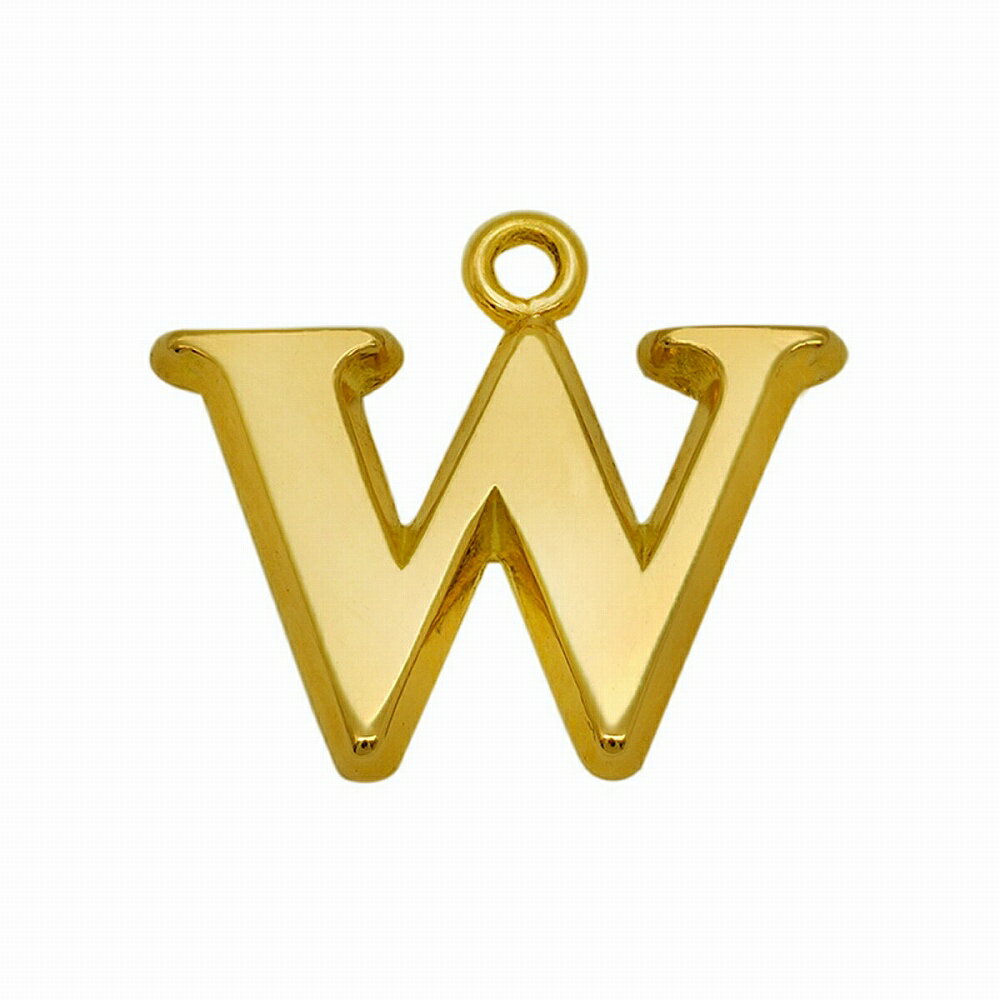 【1個売り】 チャームパーツ 18金 イエローゴールド W イニシャルチャーム Mサイズ 中空タイプ 縦11.0mm 横15.0mm アルファベット 文字|手芸...
