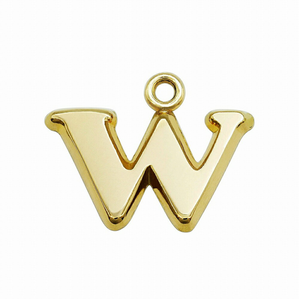 【1個売り】 チャームパーツ 18金 イエローゴールド W イニシャルチャーム Sサイズ 中空タイプ 縦8.5mm 横14.0mm アルファベット 文字|手芸用...