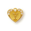 【1個売り】 チャームパーツ 18金 イエローゴールド Y イニシャルチャーム ハート型 縦7.0mm 横7.5mm 0.01ctのダイヤモンド6個付き アルフ...