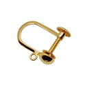 【1個売り】 イヤリングパーツ 18金 イエローゴールド ネジ式イヤリングパーツ 丸カン上部付き 縦13.0mm ノンホール|手芸用品 金具 飾り パーツ 部品...
