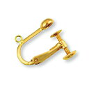 【1個売り】 イヤリングパーツ 18金 イエローゴールド ネジバネ式イヤリングパーツ 丸カン付き 縦15.0mm ノンホール|手芸用品 金具 飾り パーツ 部品...