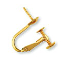 【1個売り】 イヤリングパーツ 18金 イエローゴールド ネジバネ式イヤリングパーツ つきさし付き 5.0mm皿 縦15.0mm ノンホール|手芸用品 金具 飾...