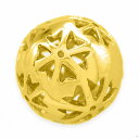 【1個売り】 ビーズパーツ 18金 イエローゴールド ボール玉 花柄透かし模様入り 外径12.0mm 高さ12.0mm 穴径0.8mm スペーサー 丸玉 直径|...