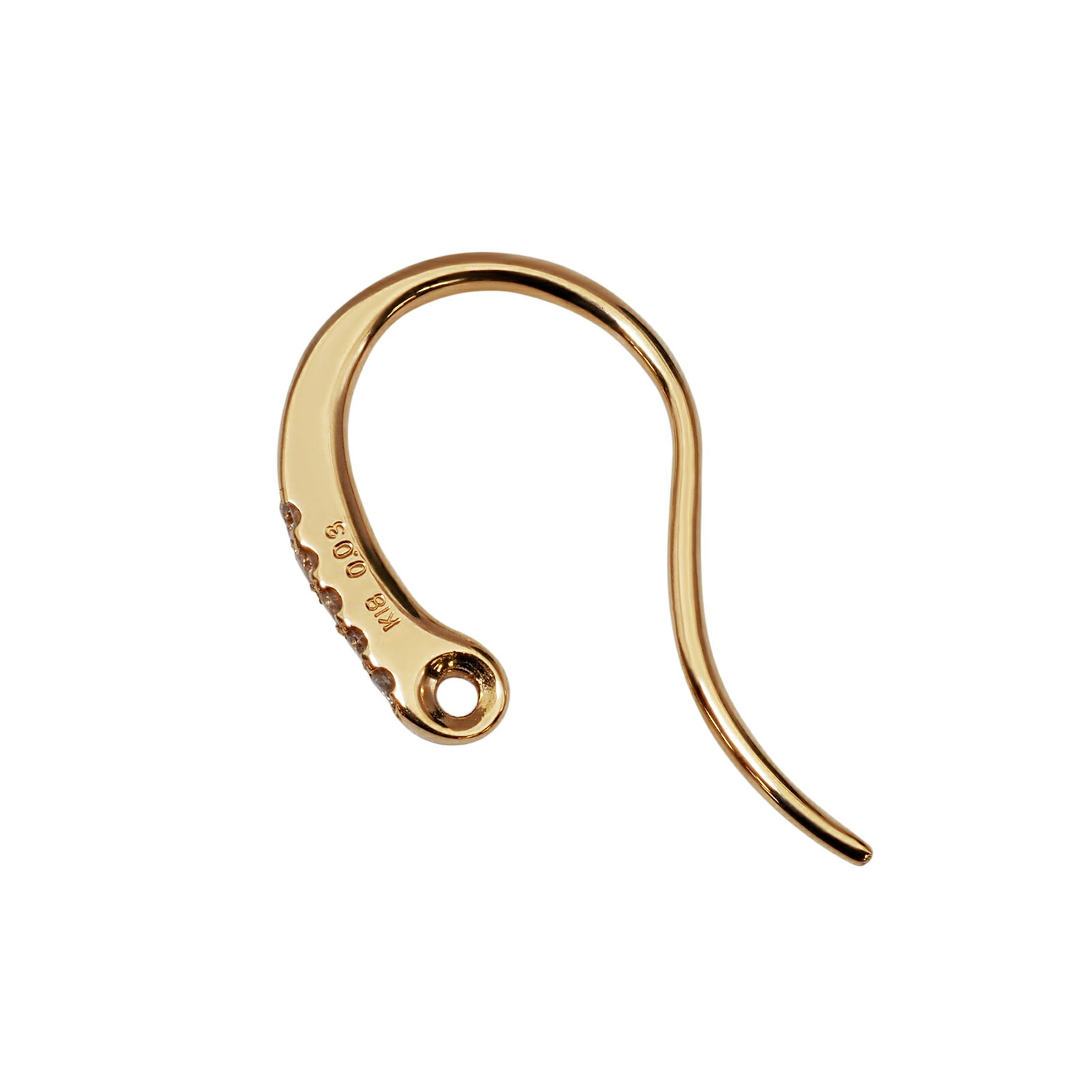 【1個売り】 ピアスパーツ 18金 イエローゴールド フックピアスパーツ ダイヤモンド5個付き 縦19.0mm|手芸用品 金具 飾り パーツ 部品 K18YG k18 18k 貴金属