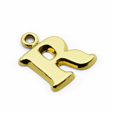 【1個売り】 チャームパーツ 18金 イエローゴールド R イニシャルチャーム Sサイズ 中空タイプ 縦8.5mm 横9.0mm アルファベット 文字|手芸用品 金具 飾り パーツ 部品 K18YG k18 18k 貴金属