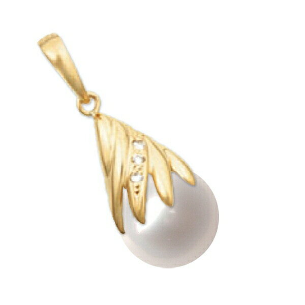 ペンダントトップ 18金 イエローゴールド あこや真珠ペンダント 9.0mm玉 0.02ctのダイヤモンド付き ペンダントヘッドのみ パール｜K18YG k18 18k 貴金属 ジュエリー レディース