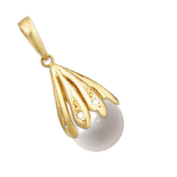 ペンダントトップ 18金 イエローゴールド あこや真珠ペンダント 8.0mm玉 0.05ctのダイヤモンド付き ペンダントヘッドのみ パール｜K18YG k18 18k 貴金属 ジュエリー レディース