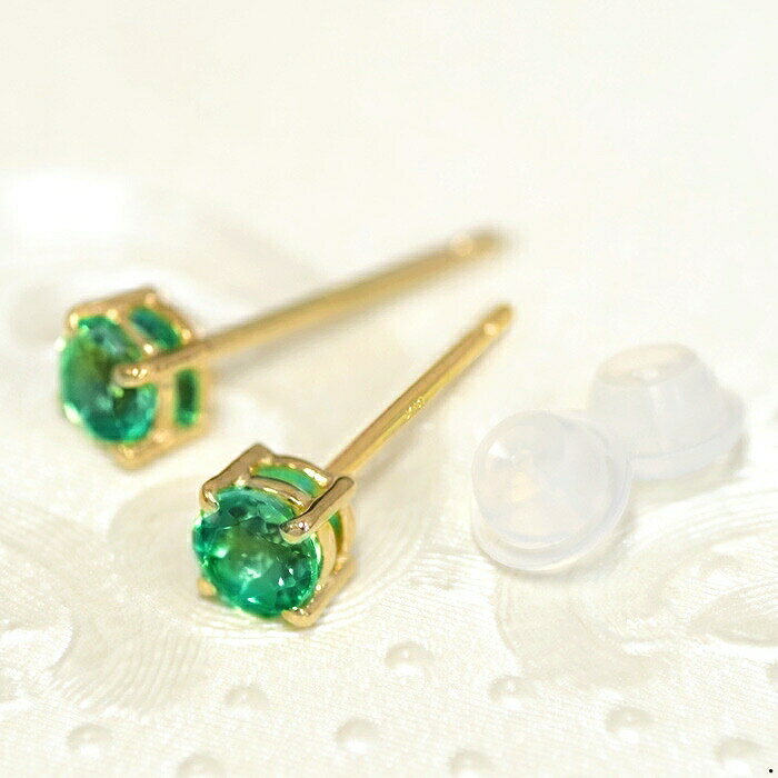 ピアス18金イエローゴールド天然石...