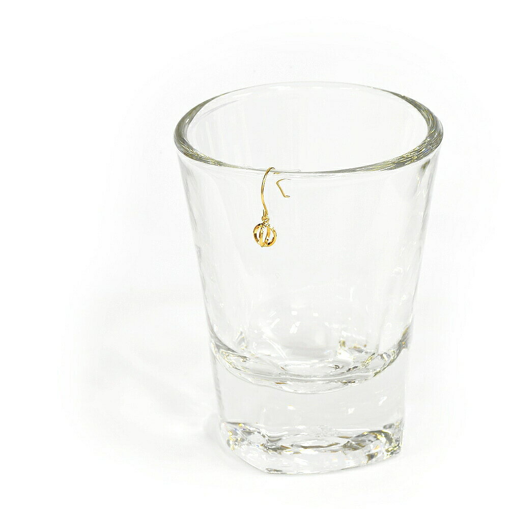 【バラ売り/1個】 ピアス 18金 イエローゴールド 籠チャームのフックピアス かご カゴ｜K18YG k18 18k 貴金属 ジュエリー レディース メンズ