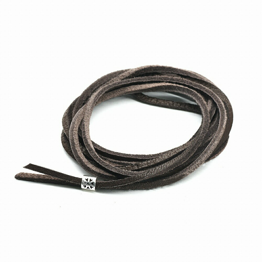 革紐 シカ紐 シルバー925 シルバービーズ付き鹿革ひも 平紐 幅3.0mm 長さ100cm チョコレート こげ茶色｜手芸用品 金具 飾り パーツ 部品 ネックレス レザーコード 皮紐 皮ひも 銀 Silver