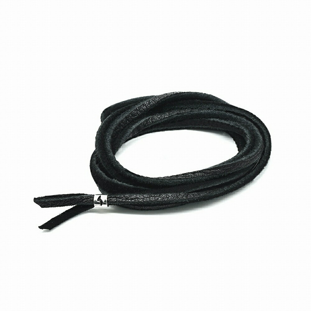 革紐 シカ紐 シルバー925 シルバービーズ付き鹿革ひも 平紐 幅3.0mm 長さ100cm ブラック 黒｜手芸用品 金具 飾り パーツ 部品 ネックレス レザーコード 皮紐 皮ひも 銀 Silver