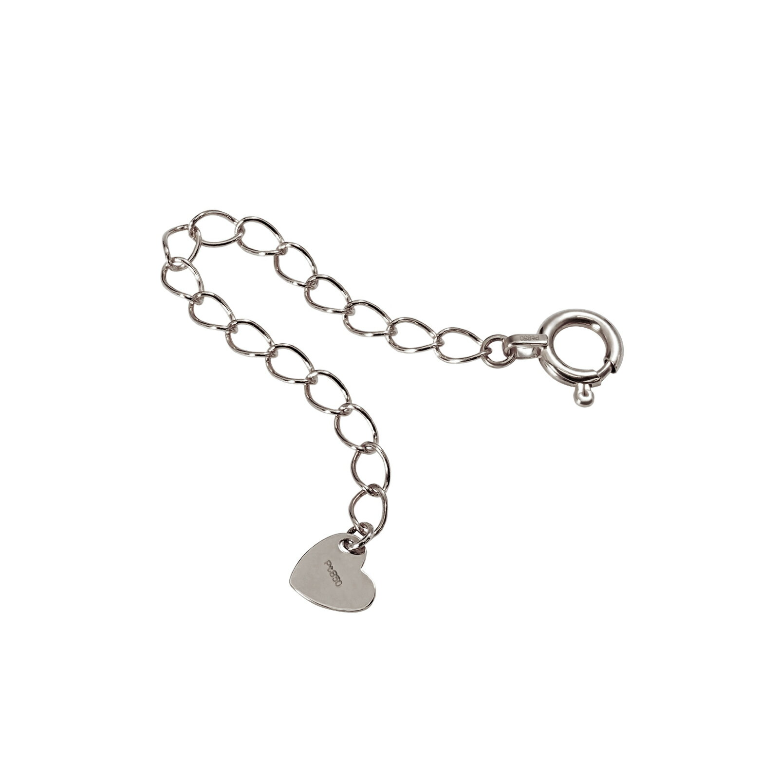 ネックレス用の延長アジャスター PT850 プラチナ 荒喜平(ハート) 幅2.1mm 長さ5cm|鎖 850pt 貴金属 ジュエリー レディース メンズ