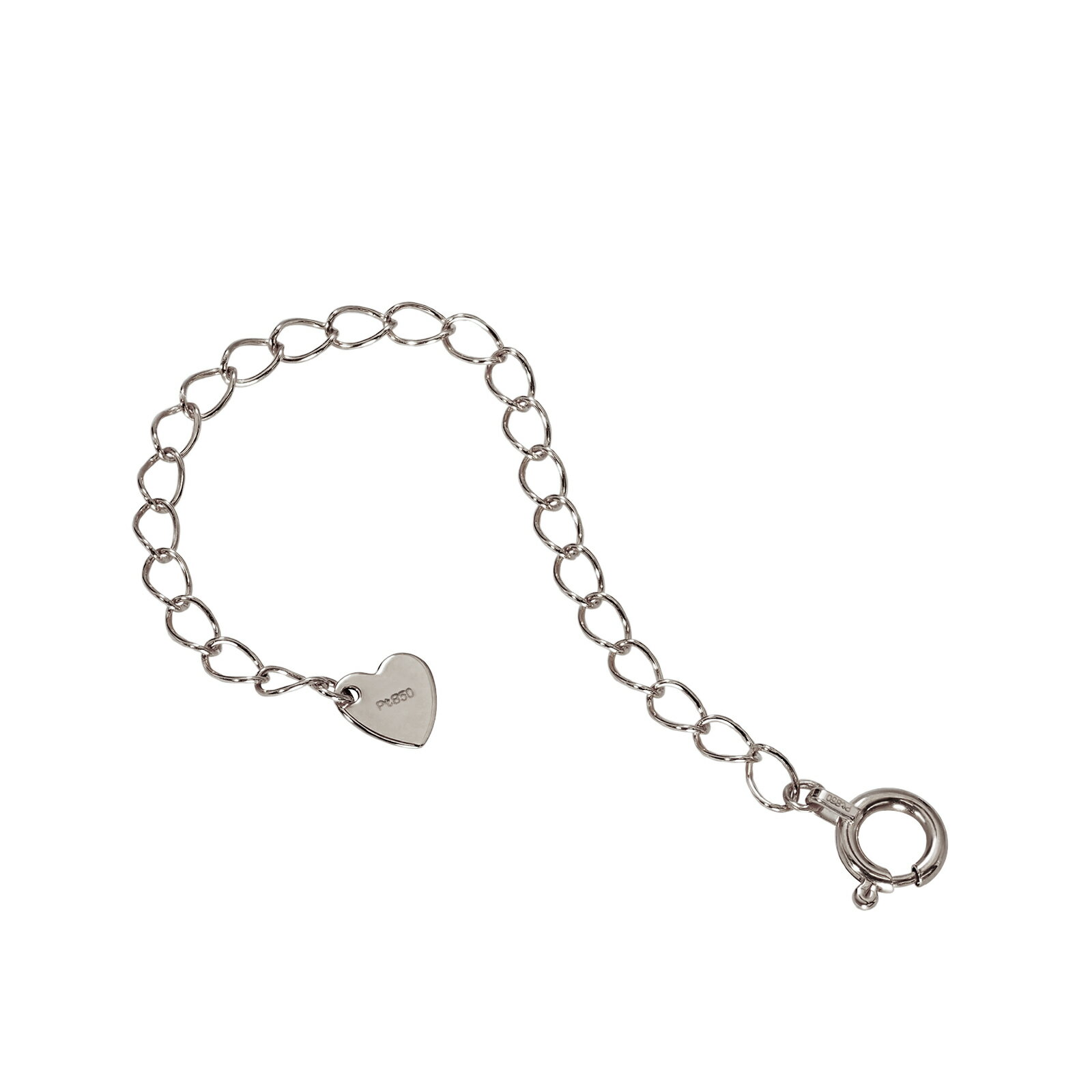 ネックレス用の延長アジャスター PT850 プラチナ 荒喜平(ハート) 幅2.1mm 長さ7cm|鎖 850pt 貴金属 ジュエリー レディース メンズ