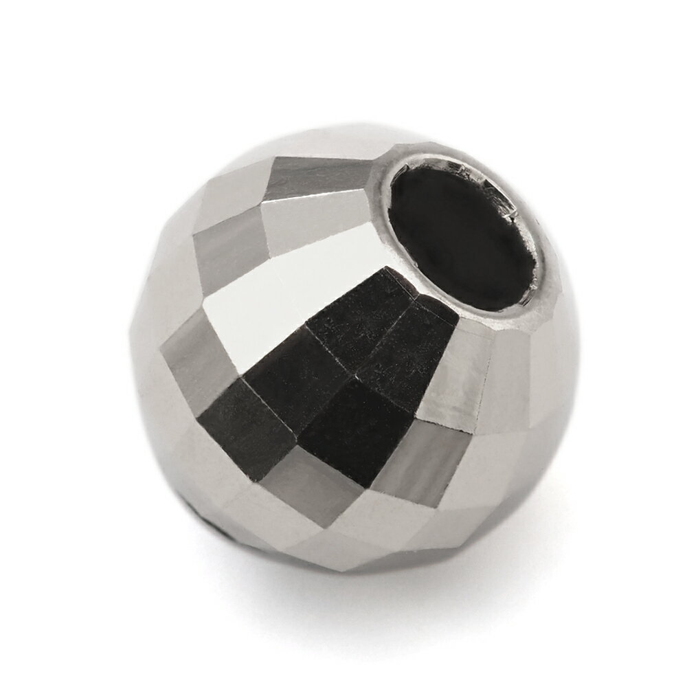 【1個売り】 ビーズパーツ PT850 プラチナ ボール玉 ミラーボールカット 外径5.0mm 高さ5.0mm 穴径1.5mm スペーサー 丸玉 直径|手芸用品...