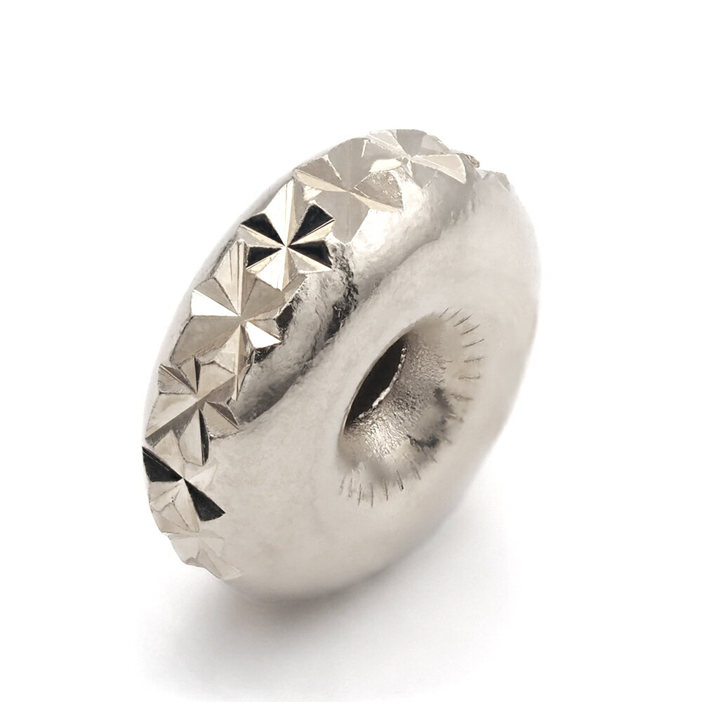 【1個売り】 ビーズパーツ PT850 プラチナ ドーナツ型 スターカット 外径3.4mm 高さ1.4mm 穴径0.7mm スペーサー ロンデル｜手芸用品 金具 飾り パーツ 部品 850pt 貴金属