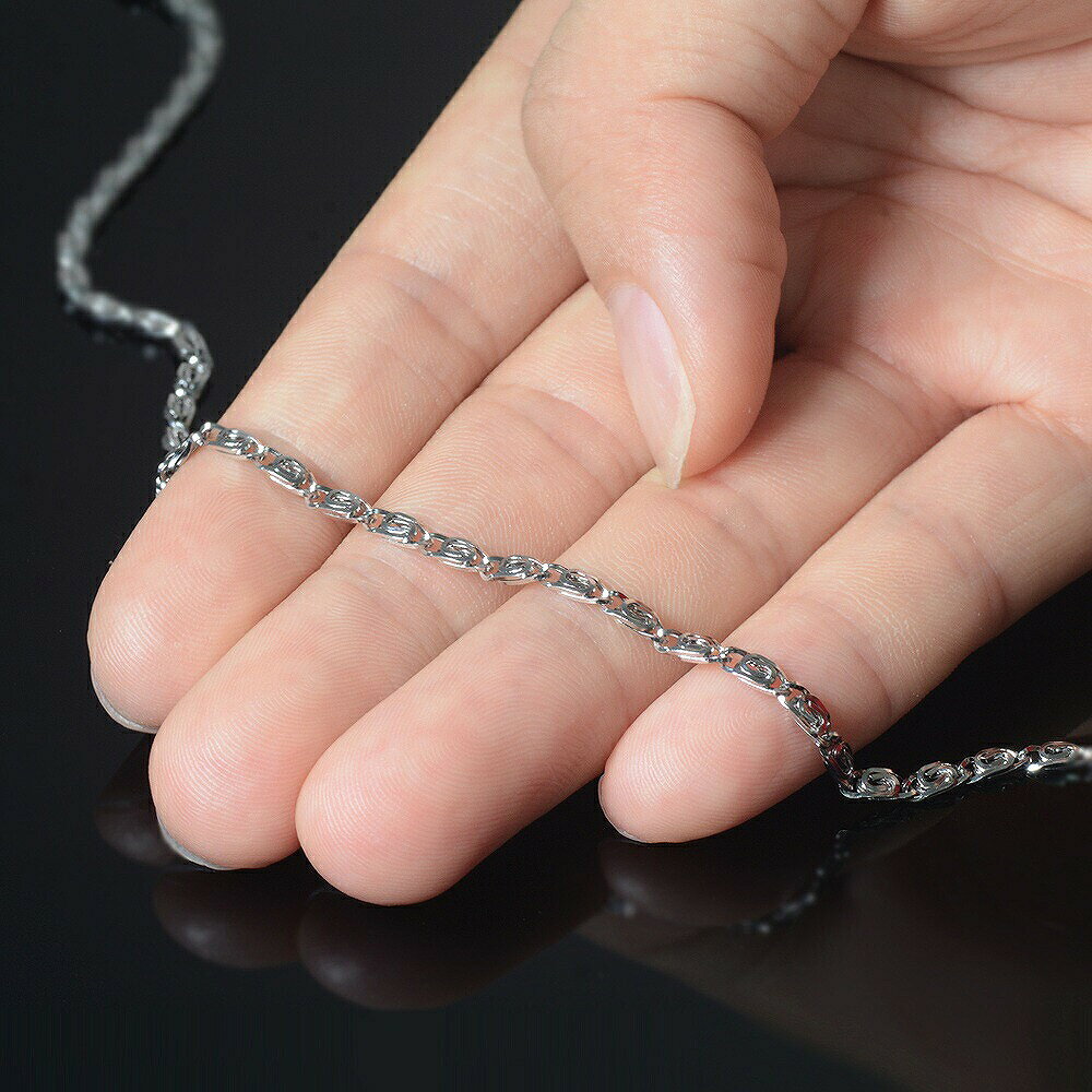 ネックレス チェーン サージカルステンレス 316L 角スクロールチェーン 幅2.4mm 長...