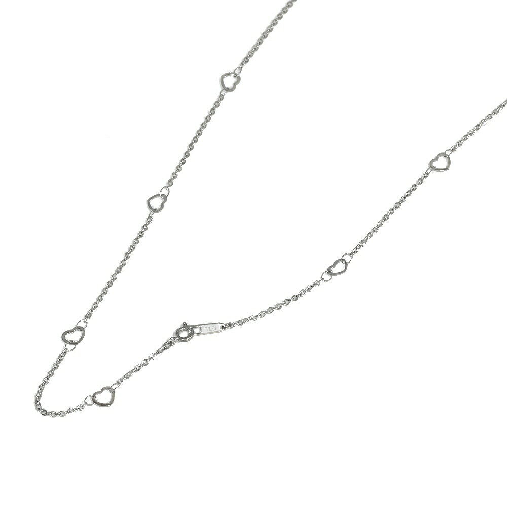ネックレス チェーン サージカルステンレス 316L ハート×フラット小豆チェーン 幅5.1mm 長さ38cm|チェーンのみ だけ 鎖 ステンレス アクセサリー...