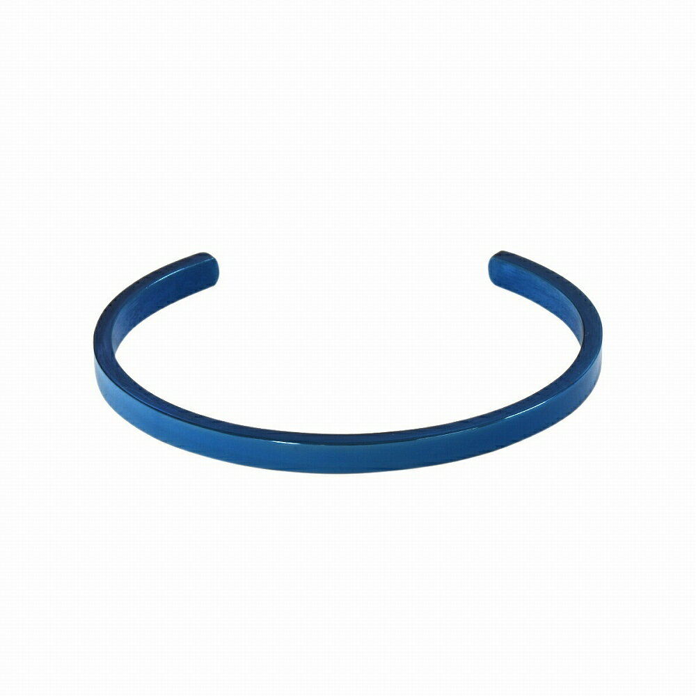 バングル サージカルステンレス プレーンで使いやすいフラットバングル 内周少し小さめサイズ 青 ブルー｜カフブレスレット 腕輪 医療用ステンレス アクセサリー レディース メンズ