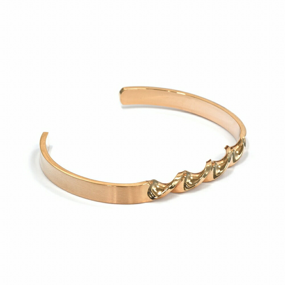 ジュエリー&ネックレス RUBBYのバングル ステンレス 中央部分ツイストひねりデザインのバングル 部分マット加工 内周18cm ピンクゴールド スパイラル ねじり 捻り｜カフブレスレット 腕輪 アクセサリー レディース メンズ｜アングル3