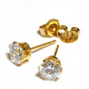 【バラ売り/1個】 ピアス サージカルステンレス キュービックジルコニアのスタンダードなピアス 石:6.0mm 金色 ゴールドポスト クリア|医療用ステンレス ...