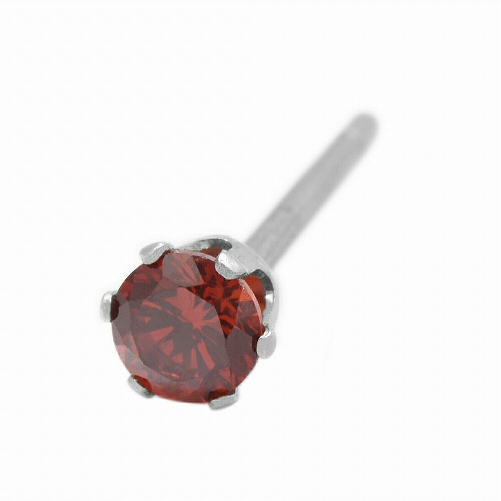 【バラ売り/1個】 ピアス サージカルステンレス キュービックジルコニアのスタンダードなピアス 石：3.0mm 赤 レッド…