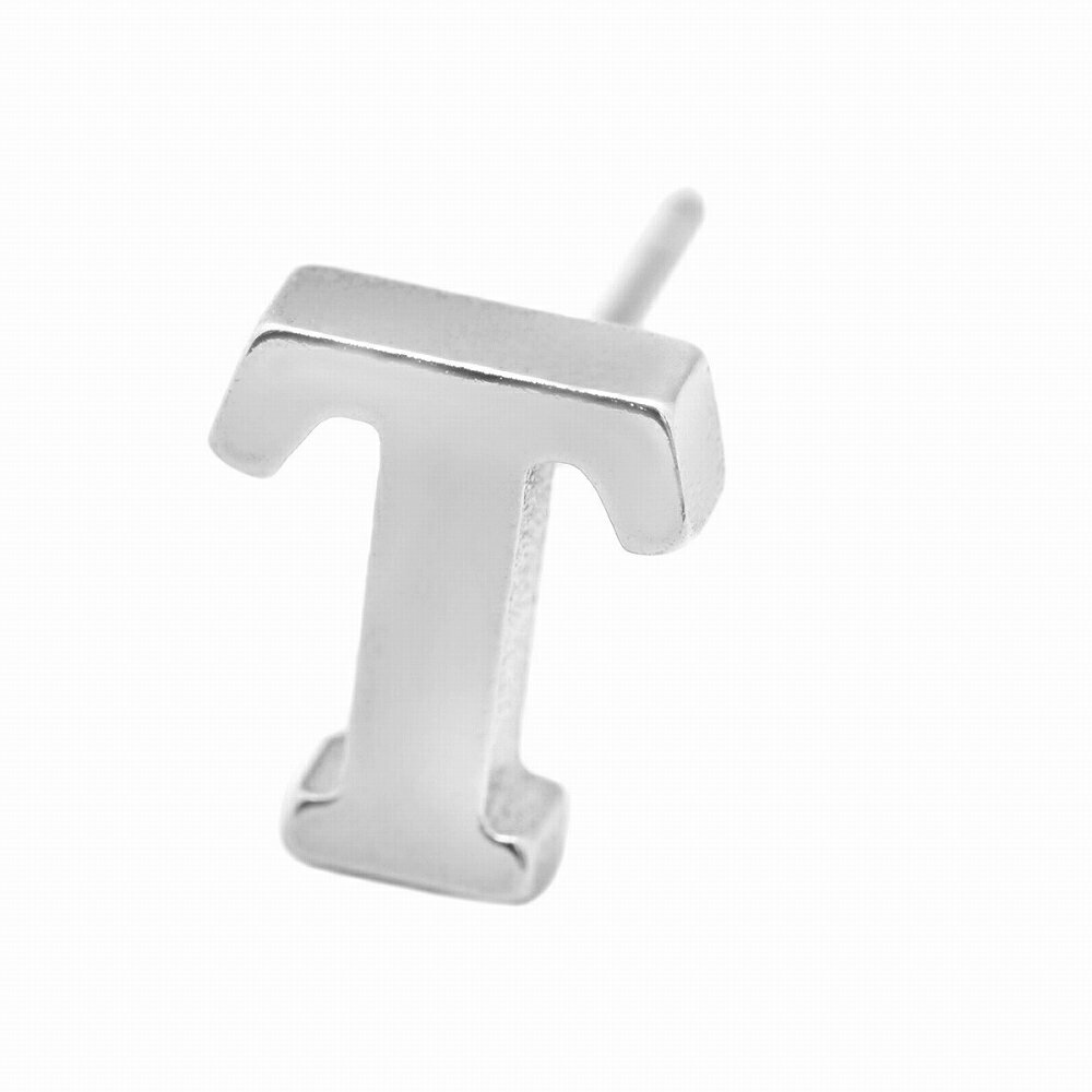 【バラ売り/1個】 ピアス サージカルステンレス T イニシャルのピアス アルファベット 文字｜医療用ステンレス アクセサリー レディース メンズ