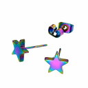 【バラ売り/1個】 ピアス サージカルステンレス 星モチーフのピアス 高さ7.5mm 虹色 レインボー スター|医療用ステンレス アクセサリー レディース メン...