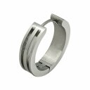 【バラ売り/1個】 ピアス サージカルステンレス 半面に2本の透かしラインが入ったフープピアス 幅5.0mm 直径20.0mm 銀色 シルバー|医療用ステンレス...