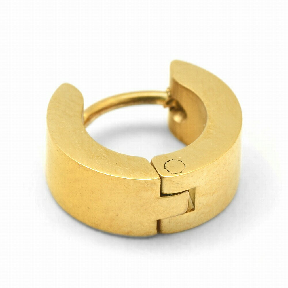 【バラ売り/1個】 ピアス サージカルステンレス フラットサーフェス シンプルなフープピアス 幅4.0mm 直径10.0mm 金色 ゴールド｜医療用ステンレス アクセサリー レディース メンズ