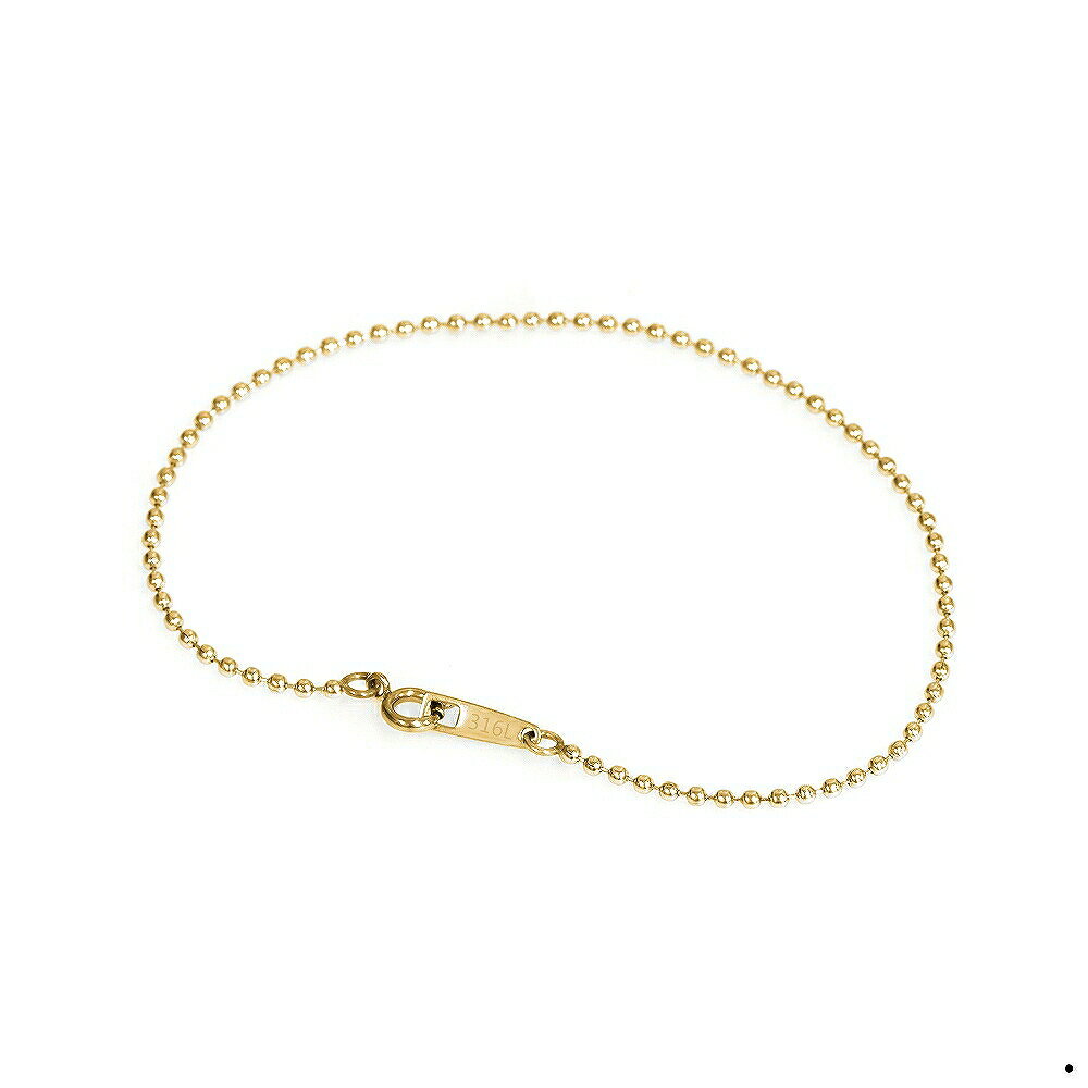 ブレスレット チェーン サージカルステンレス 316L 金色 ボールチェーン 幅1.5mm 長さ17cm|鎖 ステンレス アクセサリー レディース メンズ