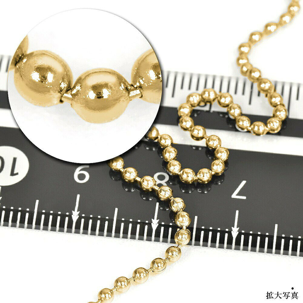 ブレスレット チェーン サージカルステンレス 316L 金色 ボールチェーン 幅2.0mm ...