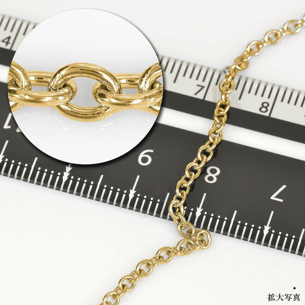 ブレスレット チェーン サージカルステンレス 316L 金色 小豆チェーン 幅2.4mm 長...