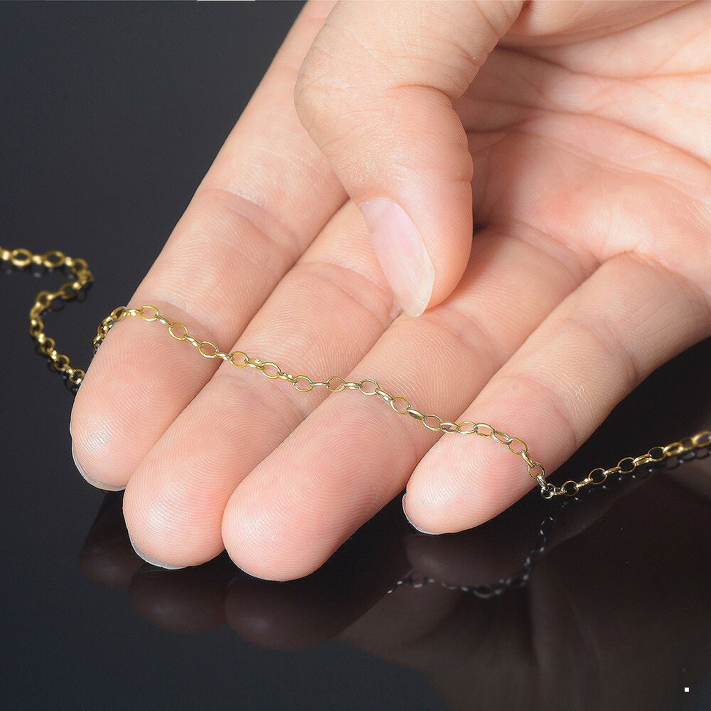 ジュエリー&ネックレス RUBBYのブレスレット チェーン サージカルステンレス 316L 金色 オーバルロールチェーン 幅2.0mm 長さ21cm ゴールドカラー｜ブレスレットチェーン チェーンブレスレット 鎖 ステンレス アクセサリー レディース メンズ｜アングル3