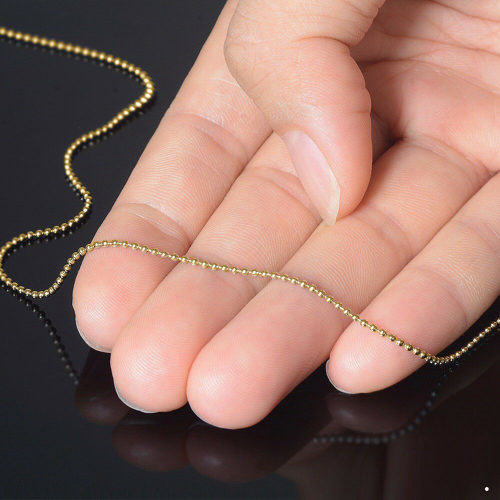 ブレスレット チェーン サージカルステンレス 316L 金色 ボールチェーン 幅1.2mm 長さ21cm｜鎖 ステンレス アクセサリー レディース メンズ