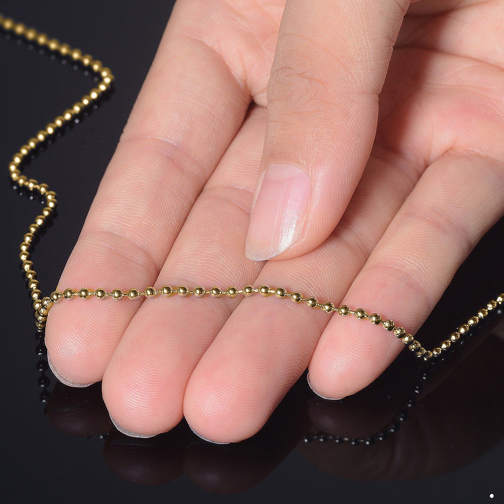 ブレスレット チェーン サージカルステンレス 316L 金色 ボールチェーン 幅2.0mm ...