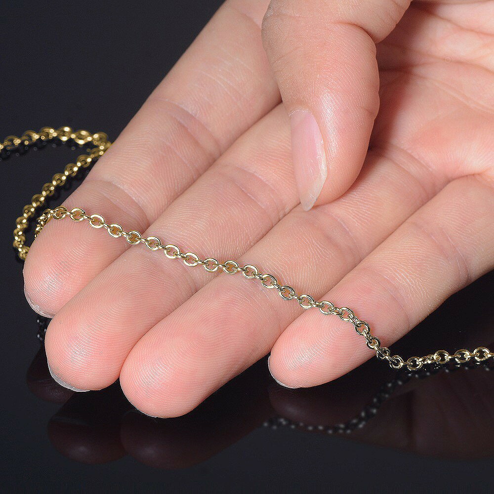 ブレスレット チェーン サージカルステンレス 316L 金色 小豆チェーン 幅2.4mm 長...
