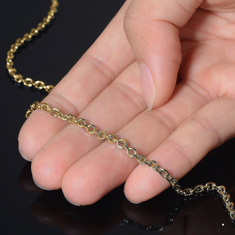 ジュエリー&ネックレス RUBBYのブレスレット チェーン サージカルステンレス 316L 金色 4面カット小豆チェーン 幅2.8mm 長さ19cm ゴールドカラー｜ブレスレットチェーン チェーンブレスレット 鎖 ステンレス アクセサリー レディース メンズ｜アングル3