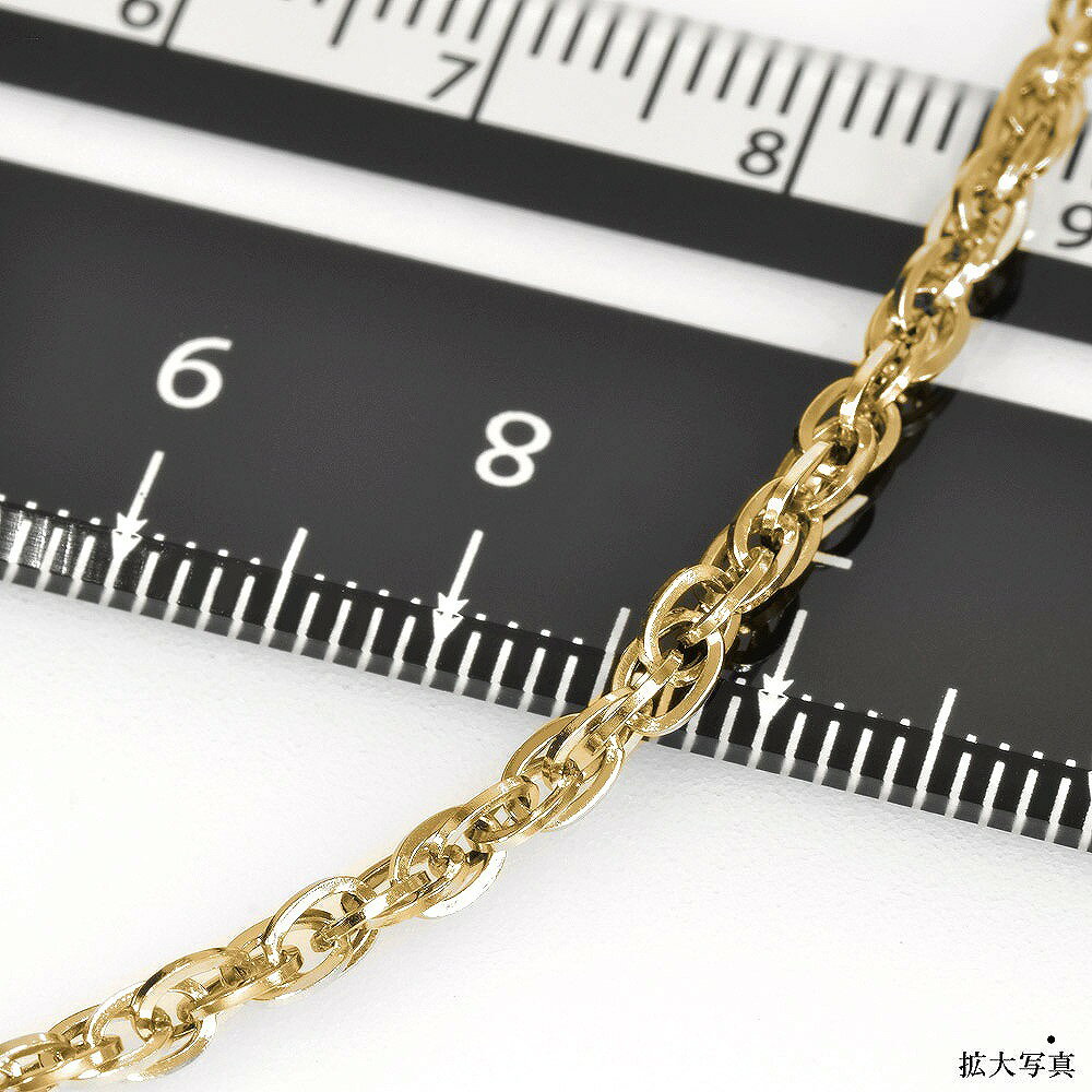 ジュエリー&ネックレス RUBBYのネックレス チェーン サージカルステンレス 316L 金色 角ルーズロープチェーン 幅2.8mm 長さ50cm ゴールドカラー｜ネックレスチェーン チェーンネックレス チェーンのみ だけ 鎖 ステンレス アクセサリー レディース メンズ｜アングル2