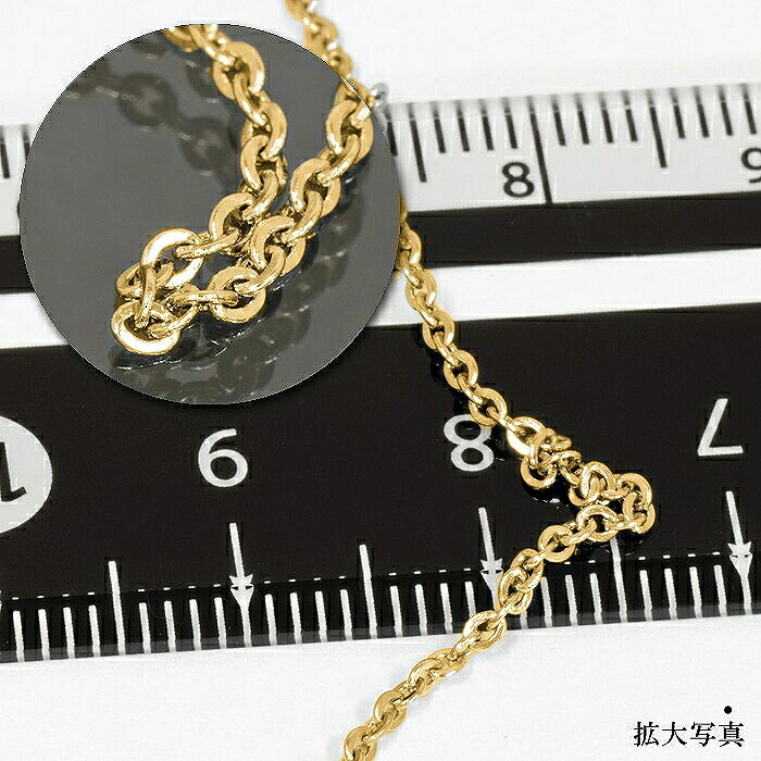 ジュエリー&ネックレス RUBBYのネックレス チェーン サージカルステンレス 316L 金色 フラット小豆チェーン 幅1.4mm 長さ50cm ゴールドカラー｜ネックレスチェーン チェーンネックレス チェーンのみ だけ 鎖 ステンレス アクセサリー レディース メンズ｜アングル2