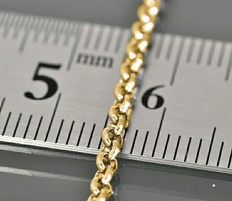 ジュエリー&ネックレス RUBBYのネックレス チェーン サージカルステンレス 316L 金色 ロールチェーン 幅2.5mm 長さ50cm ゴールドカラー｜ネックレスチェーン チェーンネックレス チェーンのみ だけ 鎖 ステンレス アクセサリー レディース メンズ｜アングル2